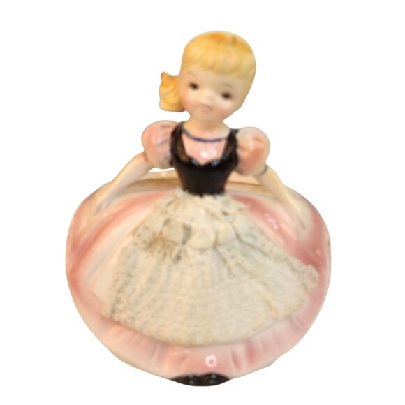 Ruebens Originals Ceramic Planter Pink Gown Blonde Girl Figurine Vintage 526 Lab - Picture 6 of 11